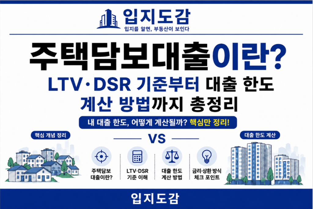 주택담보대출이란? LTV와 DSR 기준, 대출 한도 계산 방법을 쉽게 설명한 입지도감 대표 이미지